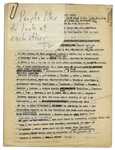 Fascinating Al Capp Typed Criticism of Television With Notes & Corrections in His Hand -- ''...their homes will be invaded by unwholesome, the fraudulent and the idiotic...''